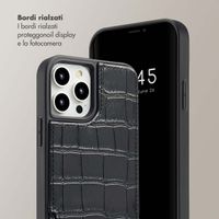 Selencia Cover per telefono Nova Croco con cordino e portacarte Apple iPhone 12 (Pro) - Nero
