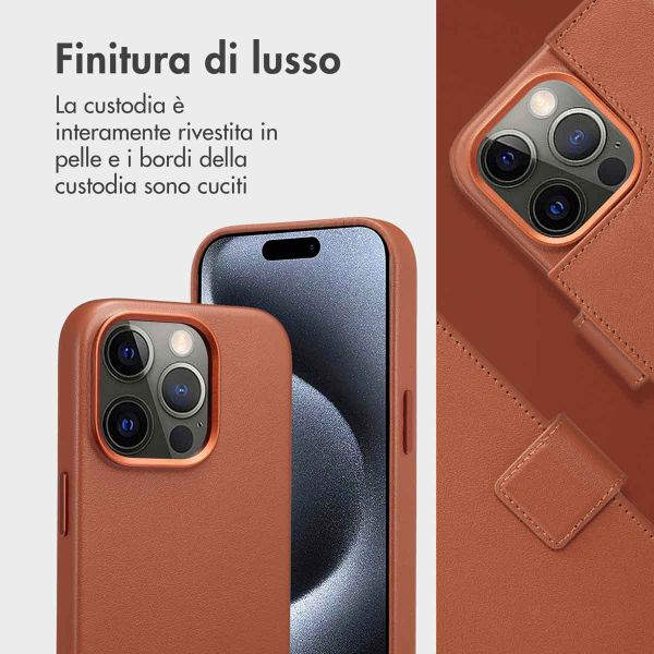 Accezz Cover in pelle 2 in 1 con MagSafe Apple iPhone 15 Pro - Sienna Brown