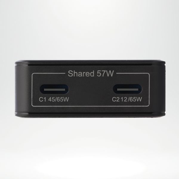 Accezz Caricabatterie GaN Ultra Slim - 2x USB-C - 65 W - Nero