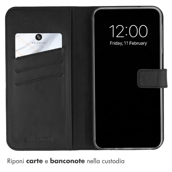 Selencia Cover a libro in vera pelle Samsung Galaxy A27 (5G) - Nero