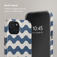 Selencia Cover posteriore Vivid con MagSafe Apple iPhone 15 - Wave Vibes Classic Blue