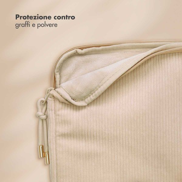 Selencia Cover per laptop in velluto a coste 13-14 pollici - Laptopsleeve - Beige