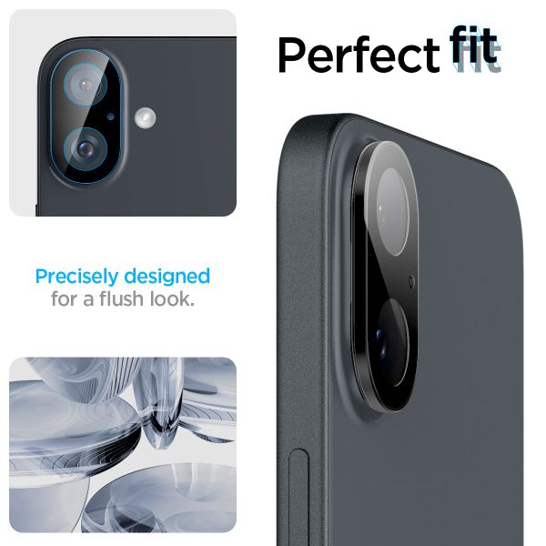 Spigen Optik Lens Protector - Protezione completa della fotocamera (confezione da 2) per Apple iPhone 16 / 16 Plus - Black