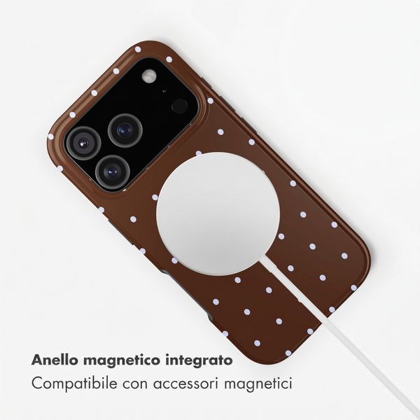 Selencia Cover posteriore Vivid con MagSafe Apple iPhone 17 Pro - Happy Dots Chocolate