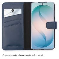 Selencia Cover a libro in vera pelle Samsung Galaxy S26 Ultra - Blu scuro