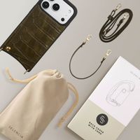 Selencia Cover per telefono Nova Croco con cordino e portacarte Apple iPhone 17 Pro - Dark Olive