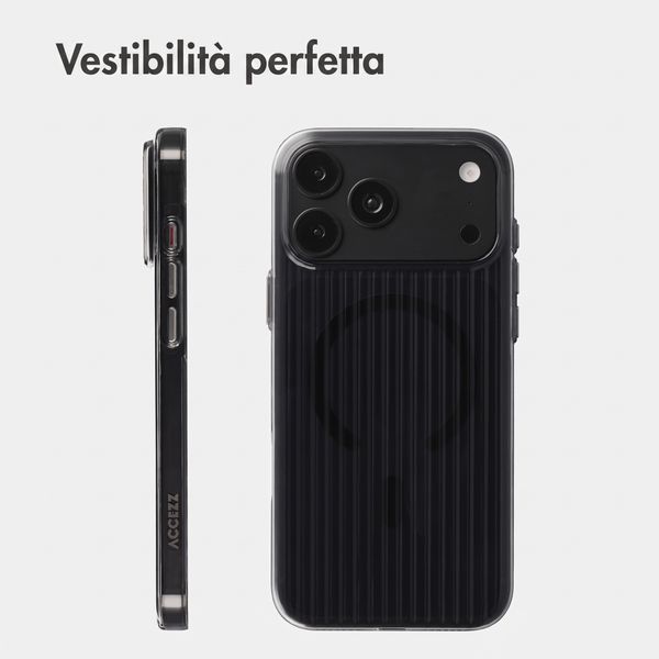 Accezz Cover Lite con MagSafe | Fluted | Apple iPhone 18 Pro / 17 Pro - Nero