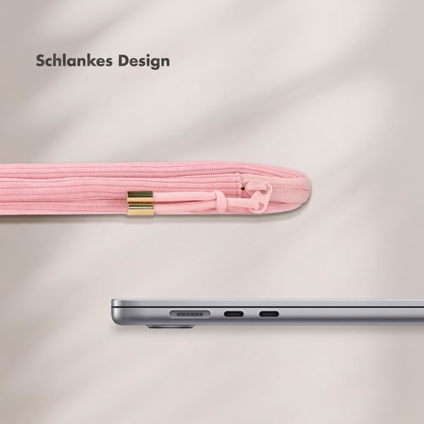 Selencia Cover per laptop in velluto a coste 13-14 pollici - Sleeve per laptop - Soft Blush