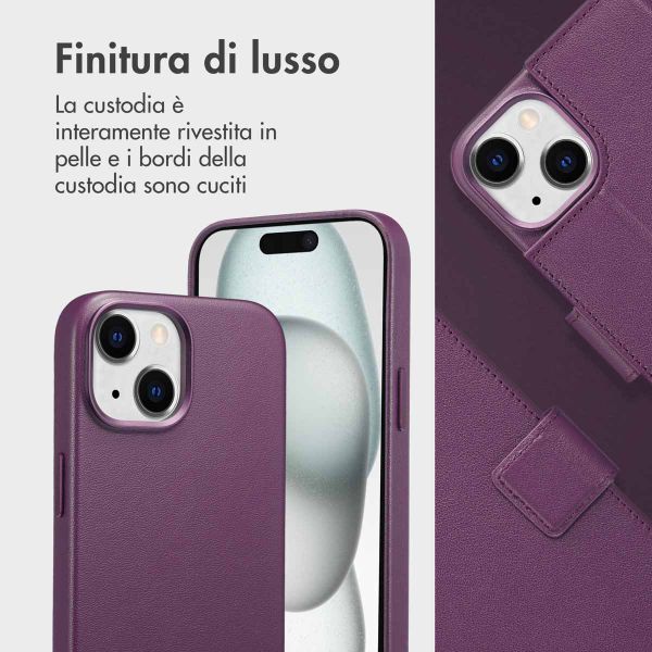 Accezz Cover in pelle 2 in 1 con MagSafe Apple iPhone 15 - Heath Purple