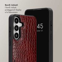 Selencia Cover per telefono Nova Croco con cordino e portacarte Samsung Galaxy S25 FE - Burgundy