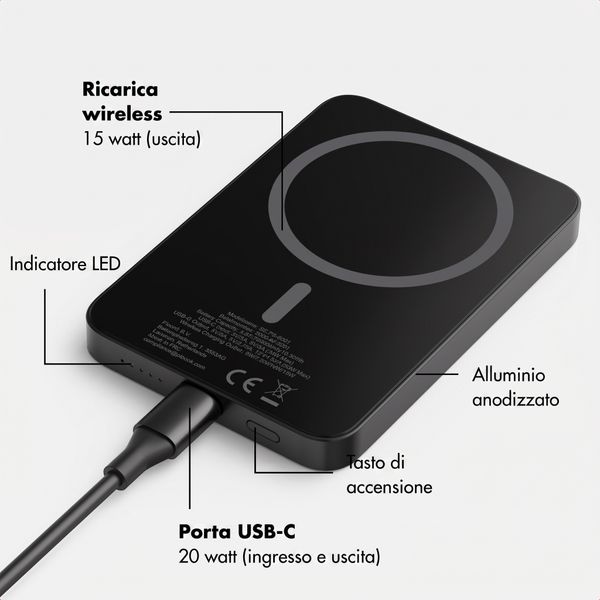 Selencia Vivid Powerbank 5.000 mAh - MagSafe e Qi - Nero / Wavy Swirl Pink Plum