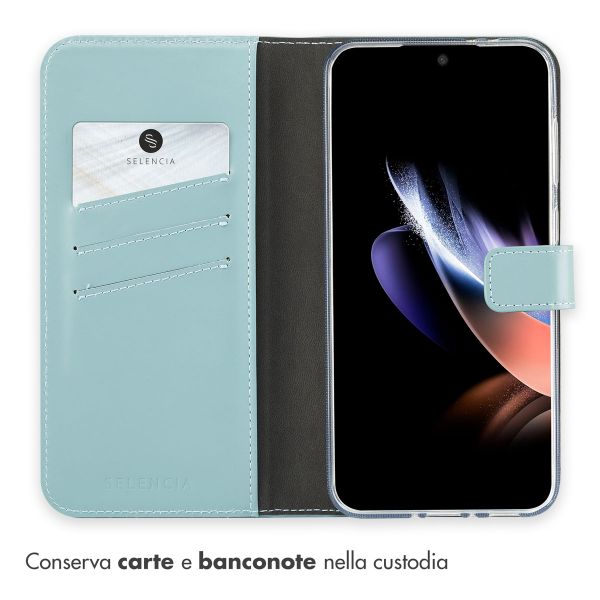 Selencia Cover a libro in vera pelle Samsung Galaxy A36 / A56 - Air Blue