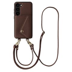 Selencia Cover per telefono Sera con cordino e portacarte a busta Samsung Galaxy S23 - Chocolate Brown