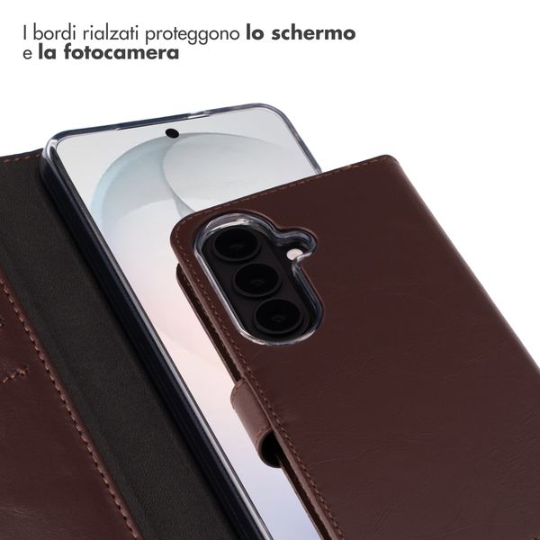 Selencia Cover a libro in vera pelle Samsung Galaxy S26 - Marrone