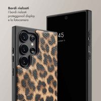 Selencia Cover per telefono Nova con cordino e portacarte Samsung Galaxy S24 Ultra - Leopard