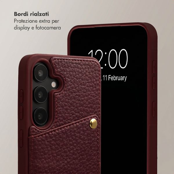 Selencia Cover per telefono Nova con cordino e portacarte Samsung Galaxy S25 / S24 - Bold Burgundy