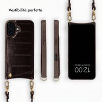 Selencia Nova cover posteriore in vera pelle con portacarte Apple iPhone 16 - Dark Chocolate