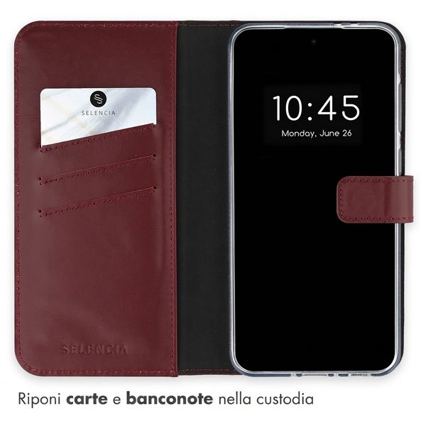 Selencia Cover a libro in vera pelle Samsung Galaxy A37 (5G) - Burgundy