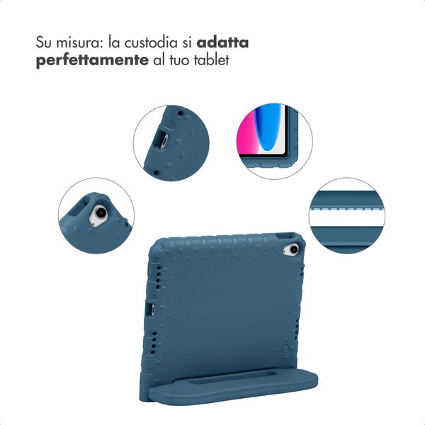imoshion Cover Posteriore Kidsproof con Maniglia Apple iPad 11 (2025) 11 pollici A16 / iPad 10 (2022) 10.9 pollici - Blu scuro