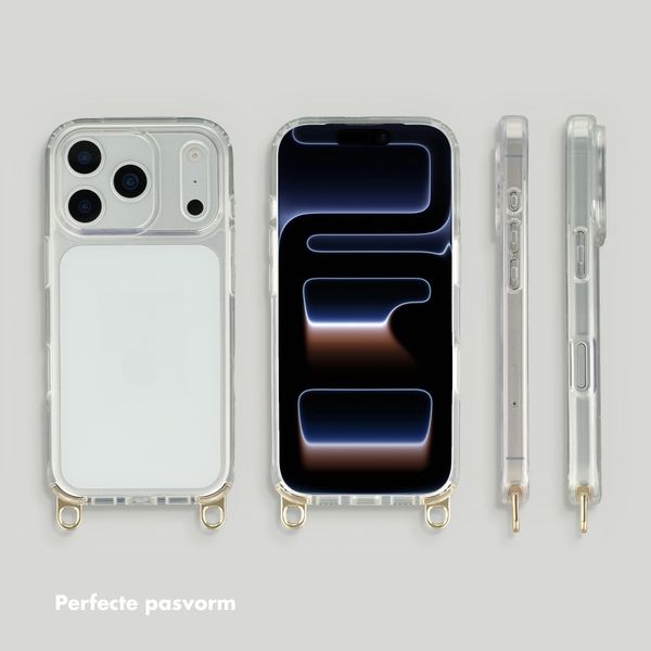 Selencia Cover trasparente con ganci + laccetto da polso Lova Apple iPhone 17 Pro Max - Beige