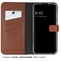 Selencia Cover a libro in vera pelle Samsung Galaxy S24 Plus - Marrone chiaro