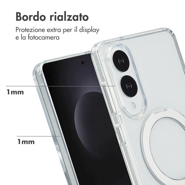 Accezz Cover con anello e supporto con MagSafe Samsung Galaxy S25 Edge - Trasparente