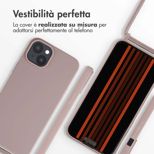 imoshion Cover in Silicone con Cordino Apple iPhone 15 Plus - Sand Pink