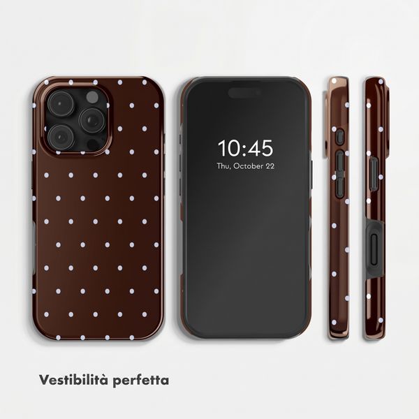 Selencia Cover posteriore Vivid con MagSafe Apple iPhone 16 Pro Max - Happy Dots Chocolate