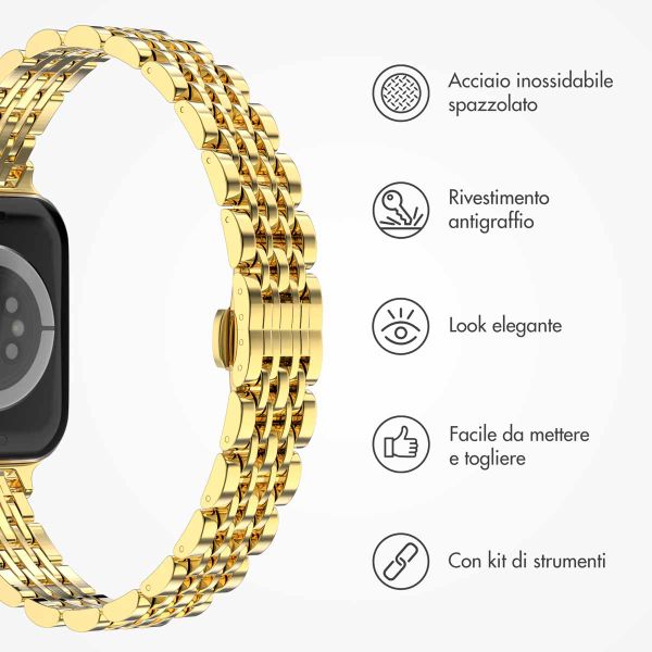 Selencia Cinturino sottile in acciaio ispirato a Jubilee Apple Watch | 38/40/41/42 mm - Oro