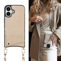 Selencia Cover per telefono Nova Croco con cordino e portacarte Apple iPhone 16 - Beige