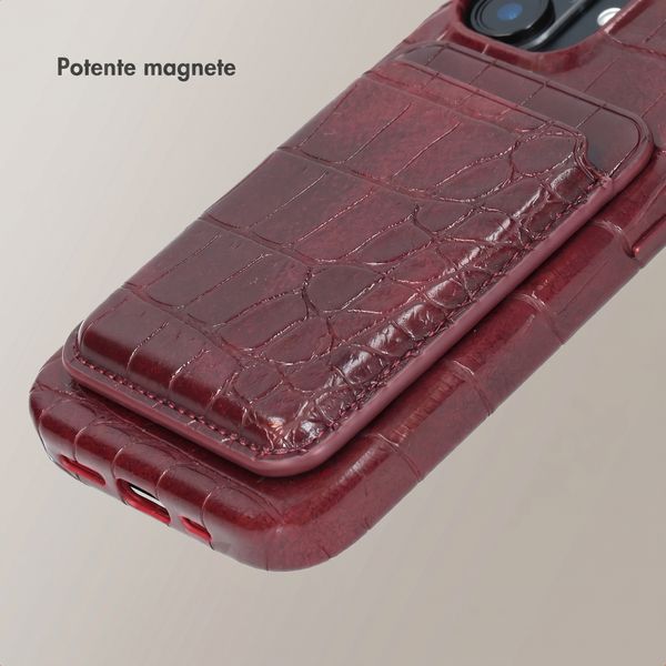 Selencia Portacarte Croco con MagSafe - Burgundy