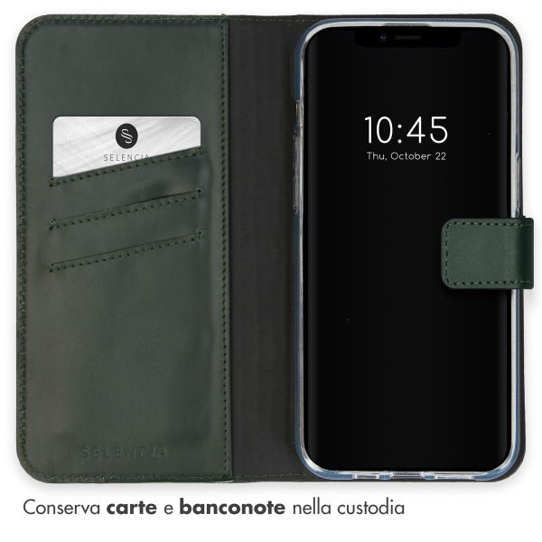 Selencia Cover a libro in vera pelle Apple iPhone 15 Plus - Verde