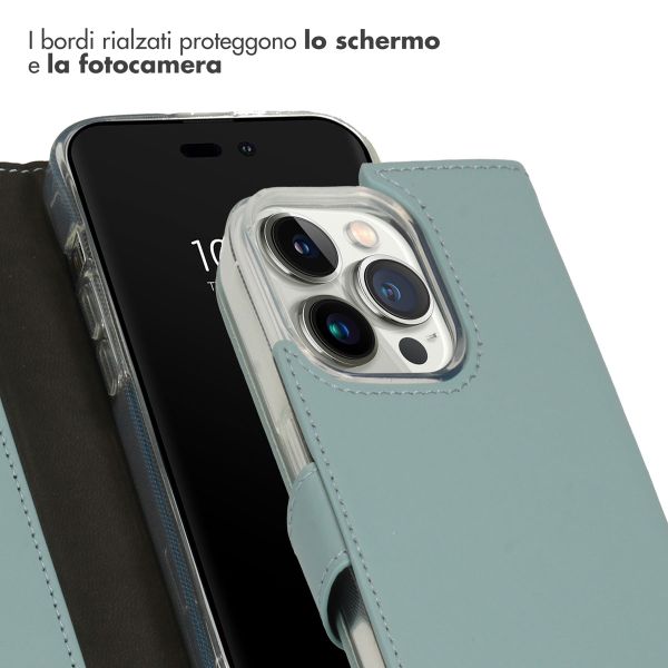 Selencia Cover a libro in vera pelle Apple iPhone 14 Pro - Air Blue