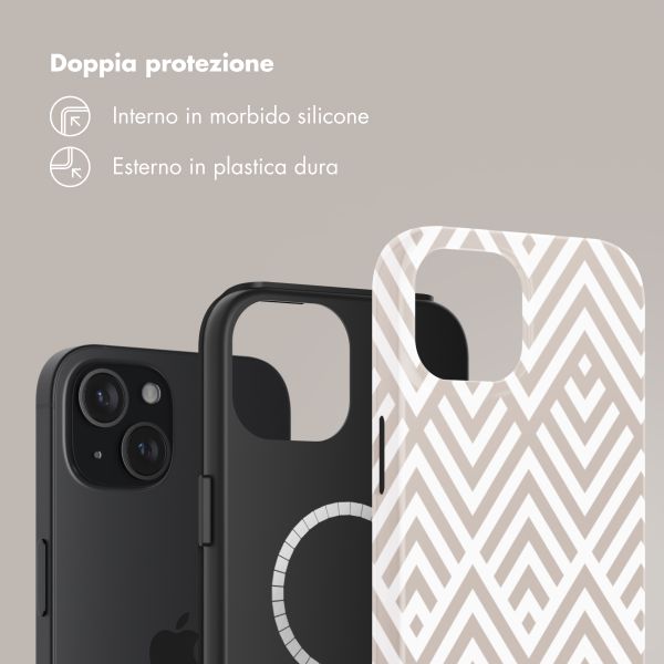 Selencia Cover posteriore Vivid con MagSafe Apple iPhone 15 - Beige Zigzag