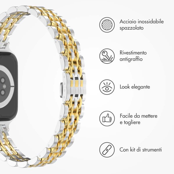Selencia Cinturino sottile in acciaio ispirato a Jubilee Apple Watch | 38/40/41/42 mm - Argento e Oro