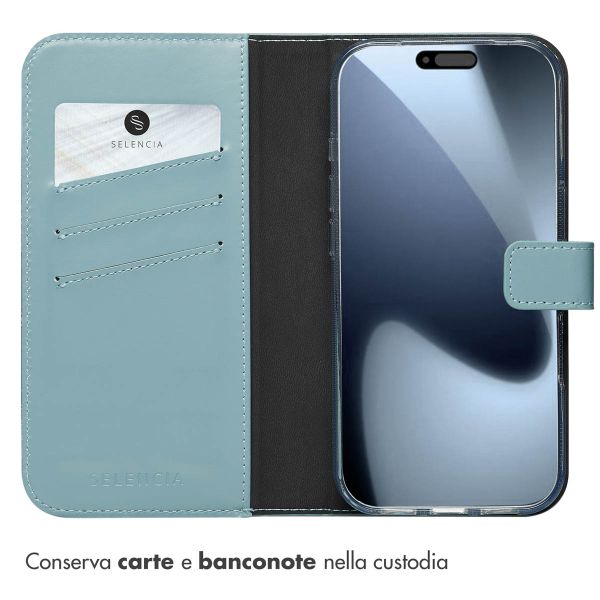 Selencia Cover a libro in vera pelle Apple iPhone 17 Pro - Air Blue