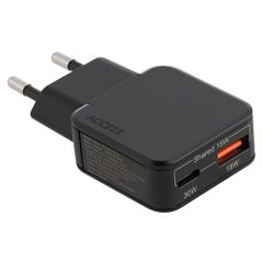 Accezz Caricabatterie GaN Ultra Slim - USB-C + USB-A - 30 W - Nero