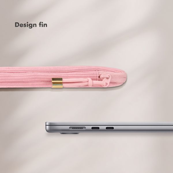 Selencia Cover per laptop in velluto a coste 15-16 pollici - Sleeve per laptop - Soft Blush