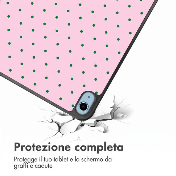 imoshion Cover Trifold Design Apple iPad 11 (2025) 11 pollici A16 / iPad 10 (2022) 10.9 pollici - Happy Dots