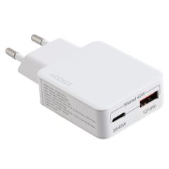 Accezz Caricabatterie GaN Ultra Slim - USB-C + USB-A - 45 W - Bianco