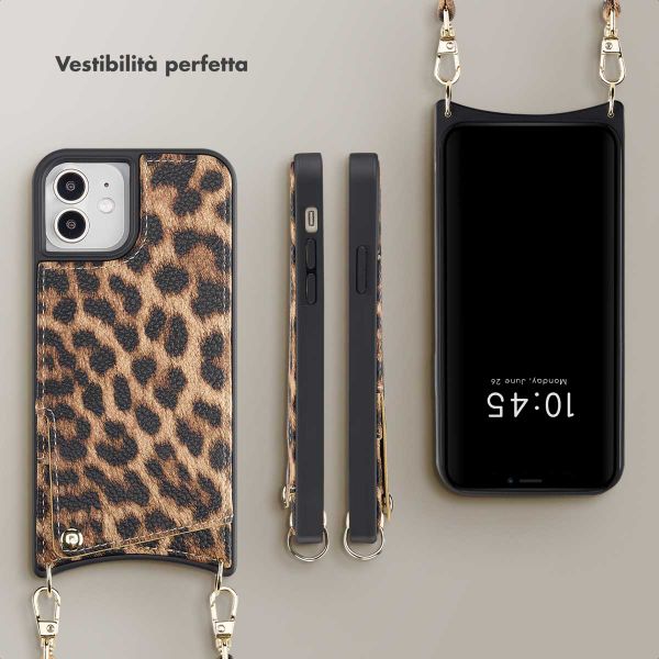 Selencia Cover per telefono Nova con cordino e portacarte Apple iPhone 12 (Pro) - Leopard