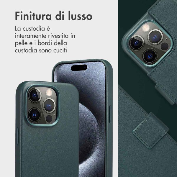 Accezz Cover in pelle 2 in 1 con MagSafe Apple iPhone 15 Pro - Cedar Green