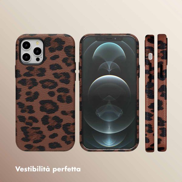Selencia Cover Sabi Stampa pantera con MagSafe Apple iPhone 12 (Pro) - Mocha Brown