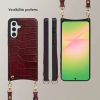 Selencia Cover per telefono Nova Croco con cordino e portacarte Samsung Galaxy A56 - Burgundy