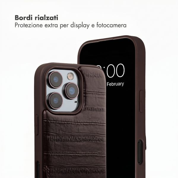 Selencia Nova cover posteriore in vera pelle con portacarte Apple iPhone 16 Pro - Dark Chocolate
