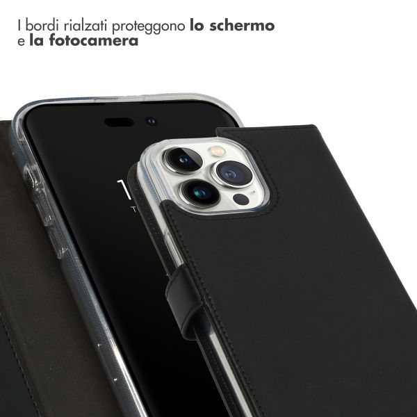 Selencia Cover a libro in vera pelle Apple iPhone 14 Pro Max - Nero
