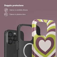 Selencia Cover posteriore Vivid con MagSafe Apple iPhone 15 Pro - Double Hearts Plum Fern