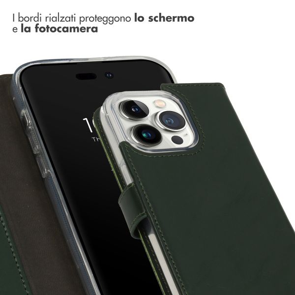 Selencia Cover a libro in vera pelle Apple iPhone 14 Pro - Verde