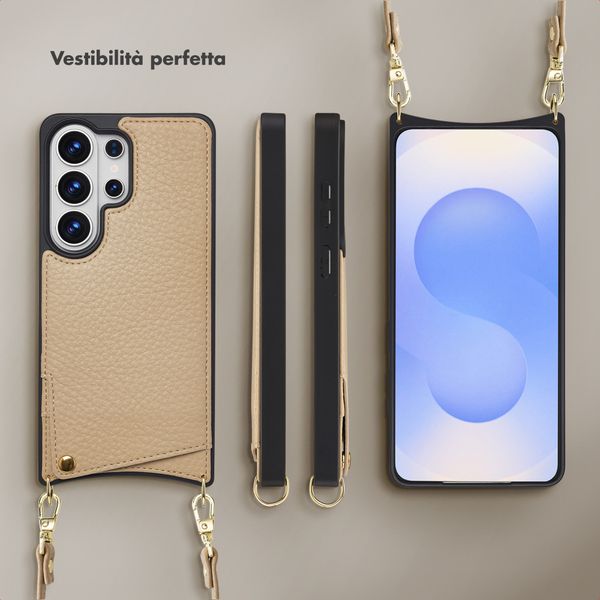 Selencia Cover per telefono Nova con cordino e portacarte Samsung Galaxy S26 Ultra - Beige