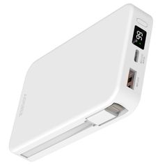 Accezz Powerbank da 10.000 mAh con cavi integrati – Quick Charge e Power Delivery – Bianco